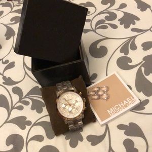 Clear and rose gold Michael Kors watch